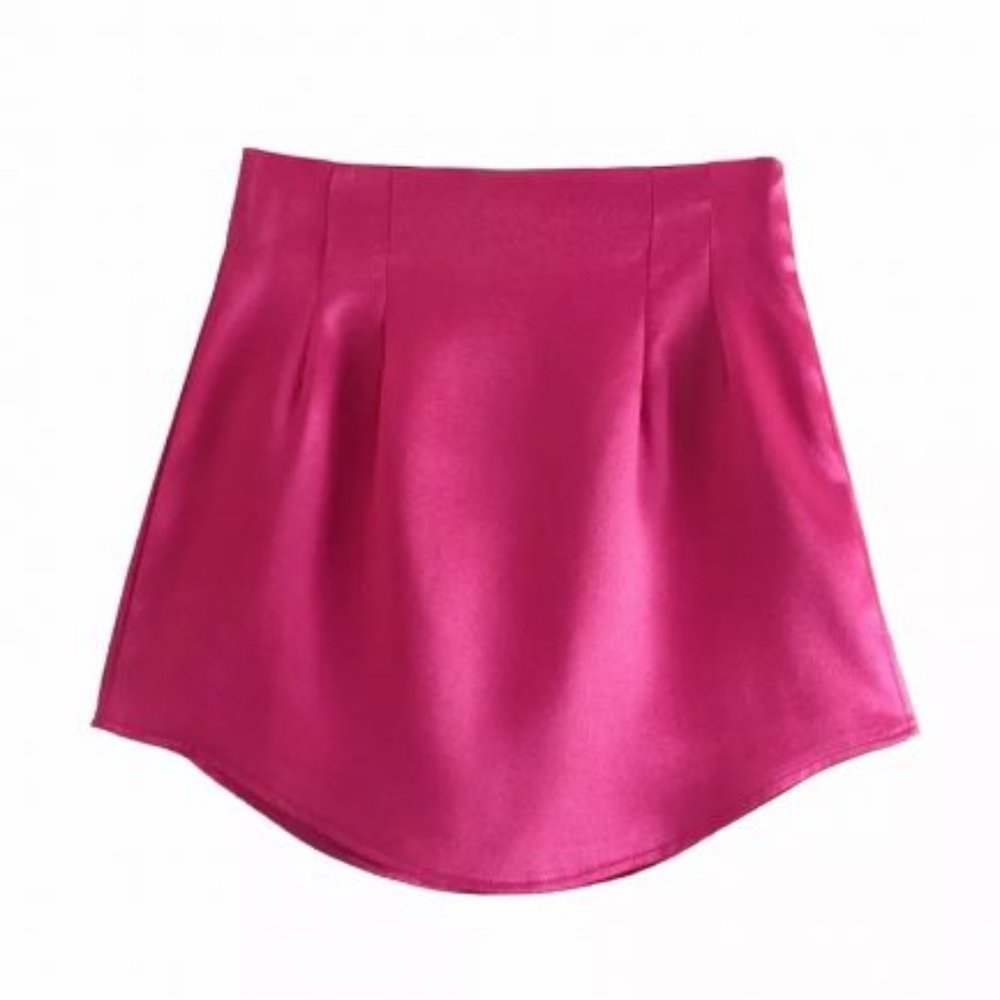 Zara Hot Pink Satin Mini Skirt
